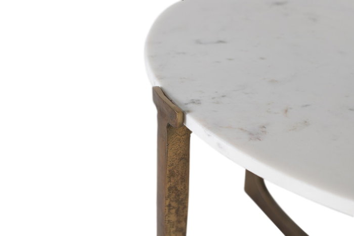 Table basse design avec plateau en marbre blanc et base métallique dorée - 1,5cm d'épaisseur - GINER Y COLOMER